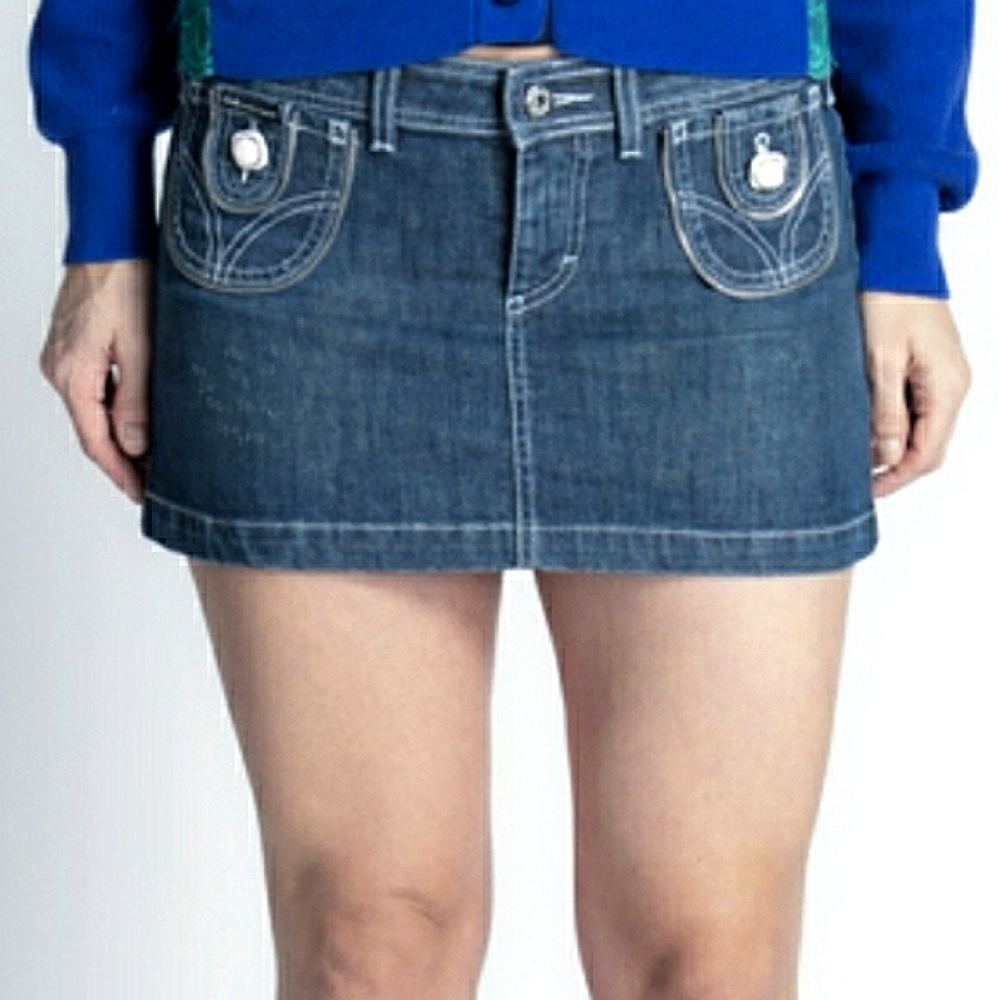 Dolce & Gabbana 💋Y2K Denim Skirt❤Love Affair Mini Skirt|Dark Wash Blue Denim